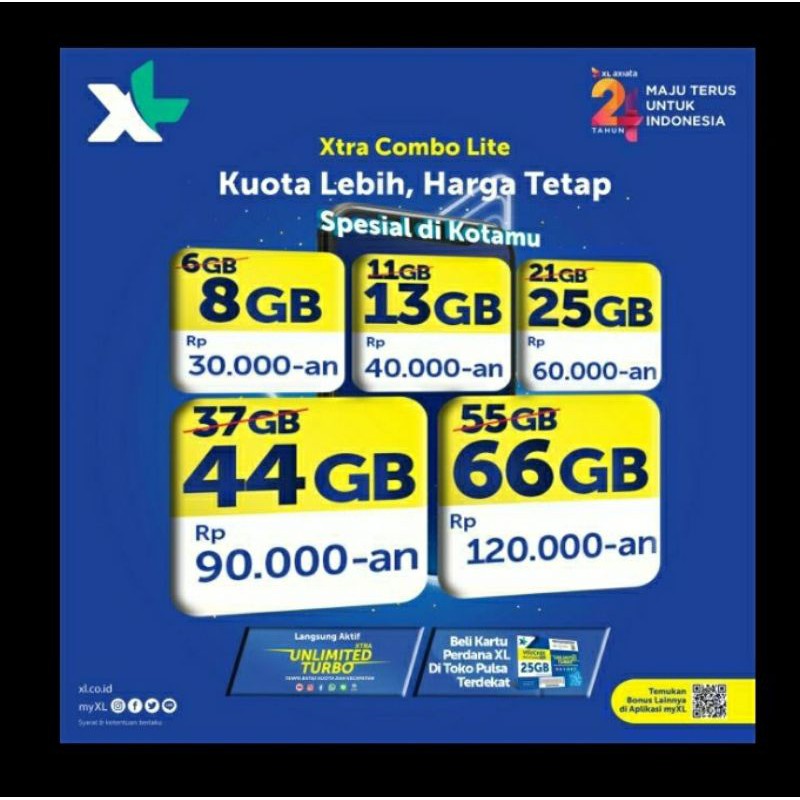 Paket internet XL 66GB (kartu)