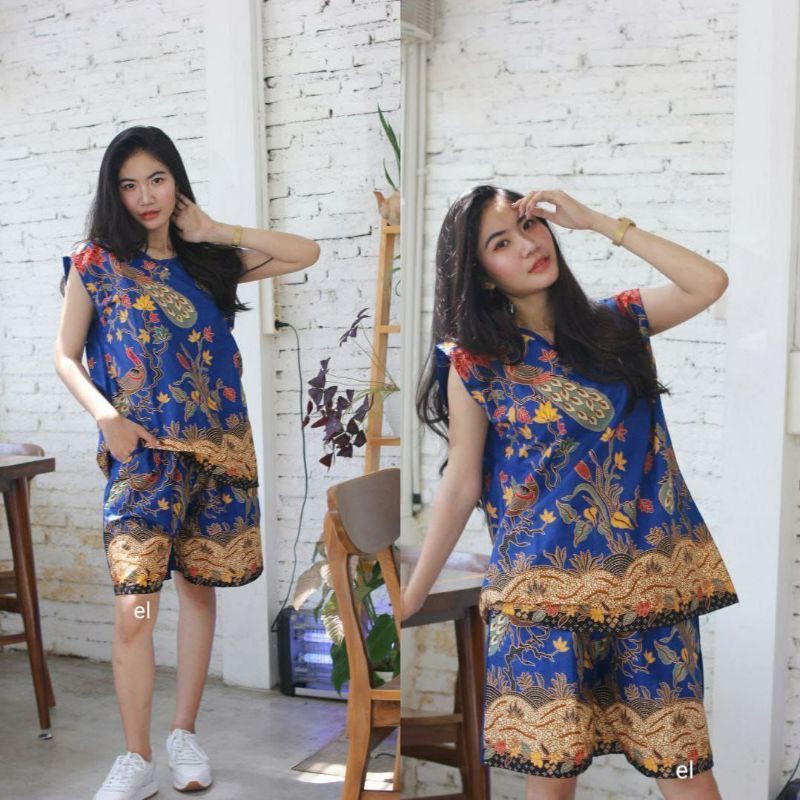 STELAN BATIK ATASAN TANPA LENGAN &amp; CELANA PENDEK