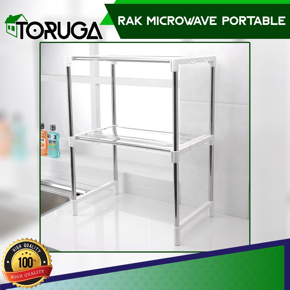 Rak Microwave Storage Rack portable serbaguna 2 tingkat susun