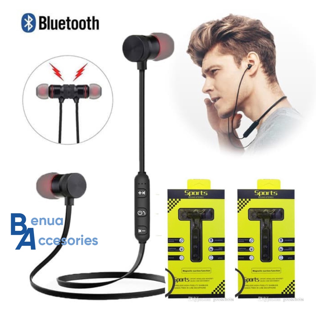 (ba) HANDSFREE MAGNET SPORT Magnetic Sport HF Handsfree Earphone Headset Bluetooth