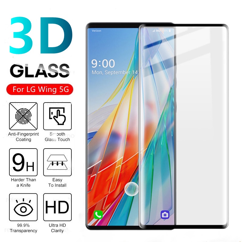 Pelindung Layar Tempered Glass 9H 3d Curved Anti Gores Untuk LG Wing 5G