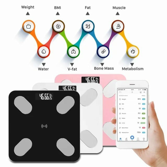 Timbangan Badan Digital Bluetooth - Alat Pengukur Berat Badan Smart Scale Conect Bluetooth