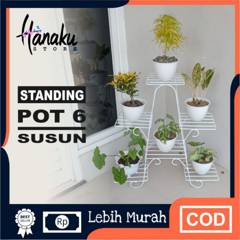 STANDING POT BUNGA 6 SUSUN / STAND POT MINIMALIS SUSUN / RAK POT BUNGA BESI