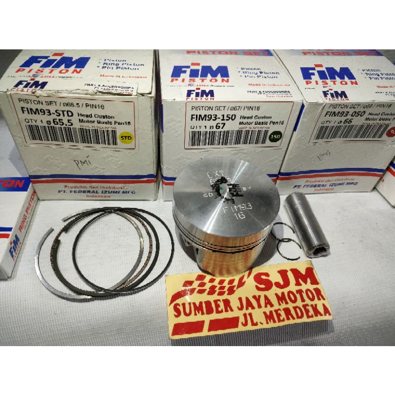 Seher FIM pin 16 satria Fu dan scorpio ukuran 65,5 66 67 68 70 71 72 73 74 Piston Fim custom pen 16