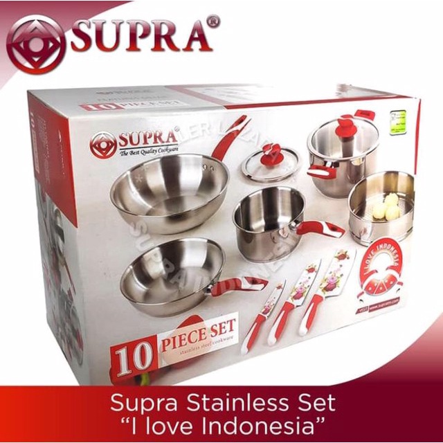 SUPRA 10 pcs I LOVE INDONESIA - Panci Stainless Steel Set 10 Pcs