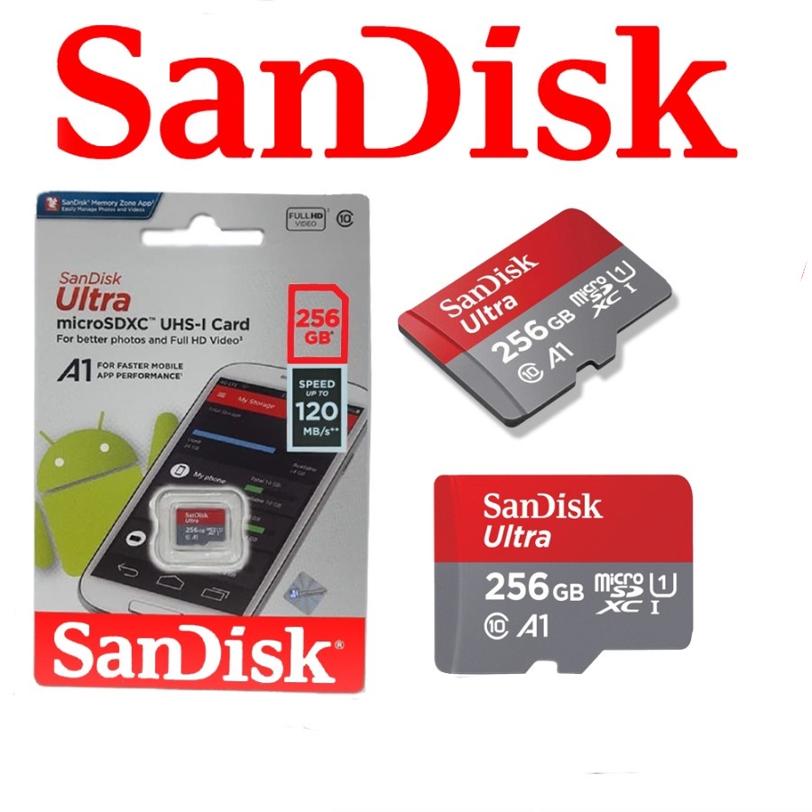 Memory Card Micro SD SANDISK 256GB Class 10 Speed 120 MBPS ULTRA SDXC