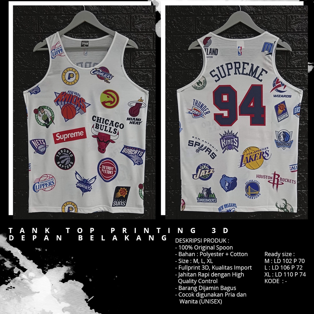 Tanktop/Singlet Pria/Wanita Dewasa | SPOON |  Olahraga/Pantai | Motif - Suprame