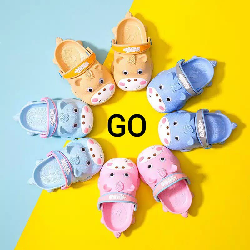 gof HELLO MOO PAO Sandal Anak Laki Laki Perempuan Bahan Karet Model Lucu 0-5 Tahun Import