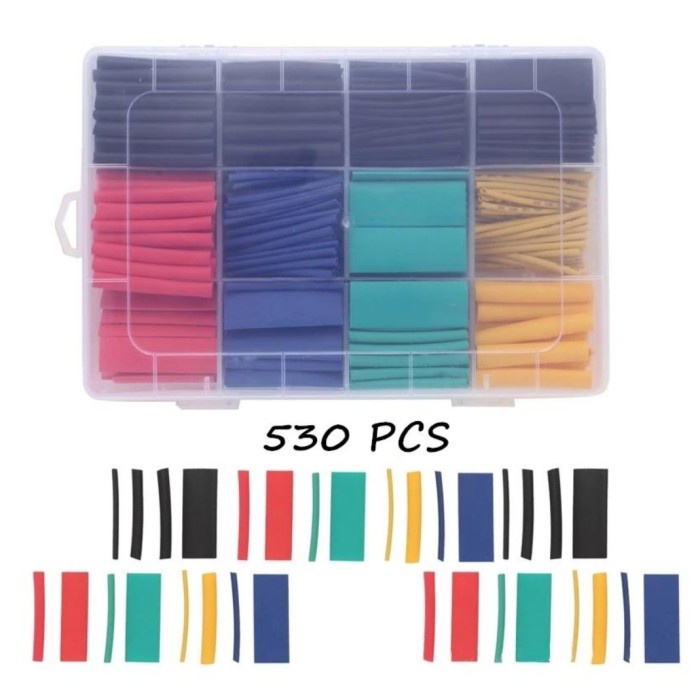 530 pcs Heat Shrink Isolasi Bakar Kabel Selongsong Bakar Multiwarna