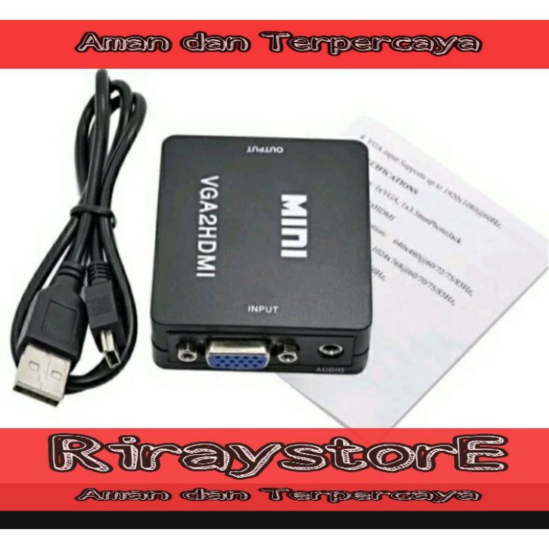 VGA2HDMI CONVERTER VGA TO HDMI BOX - Mini Konverter Vga To Hdmi Box mini Full HD