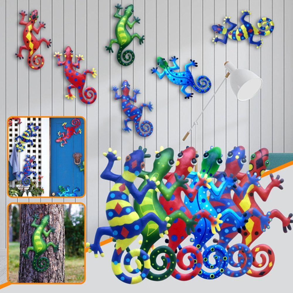 Agustina Metal Gecko Colorful Backyard Micro Landscape Outdoor Taman Home Decor Hiasan Hewan Dinding Gantung