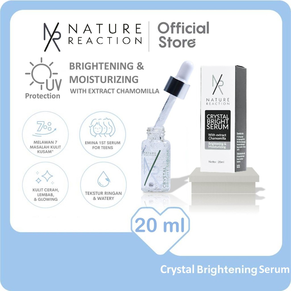 NR Serum Wajah Glowing Nature Reaction Crystal Bright HALAL MUI & BPOM 100% DIJAMIN ORIGINAL