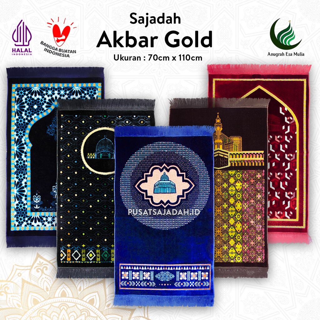 Sajadah Tebal &amp; Terlaris | Akbar Gold | Uk. 70x110 | Minimalis | Modern | Tebal | Lembut | Termurah | Terbaru