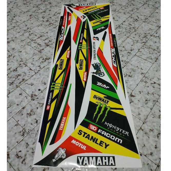 stripping sticker lis motor variasi Yamaha Jupiter mx new njmx 135 motif monster energy hitam_kuning