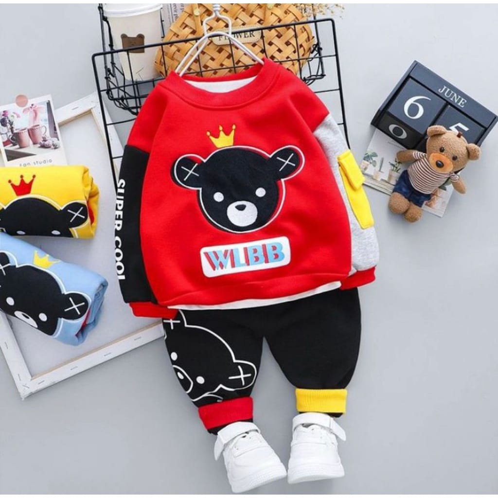 SETELAN SWEATER ANAK 1-5 TAHUN SWEATER BEAR WLBB ANAK LAKI LAKI