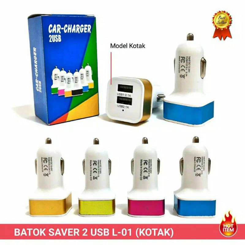 Batok Charger car Saver 2 usb high quality