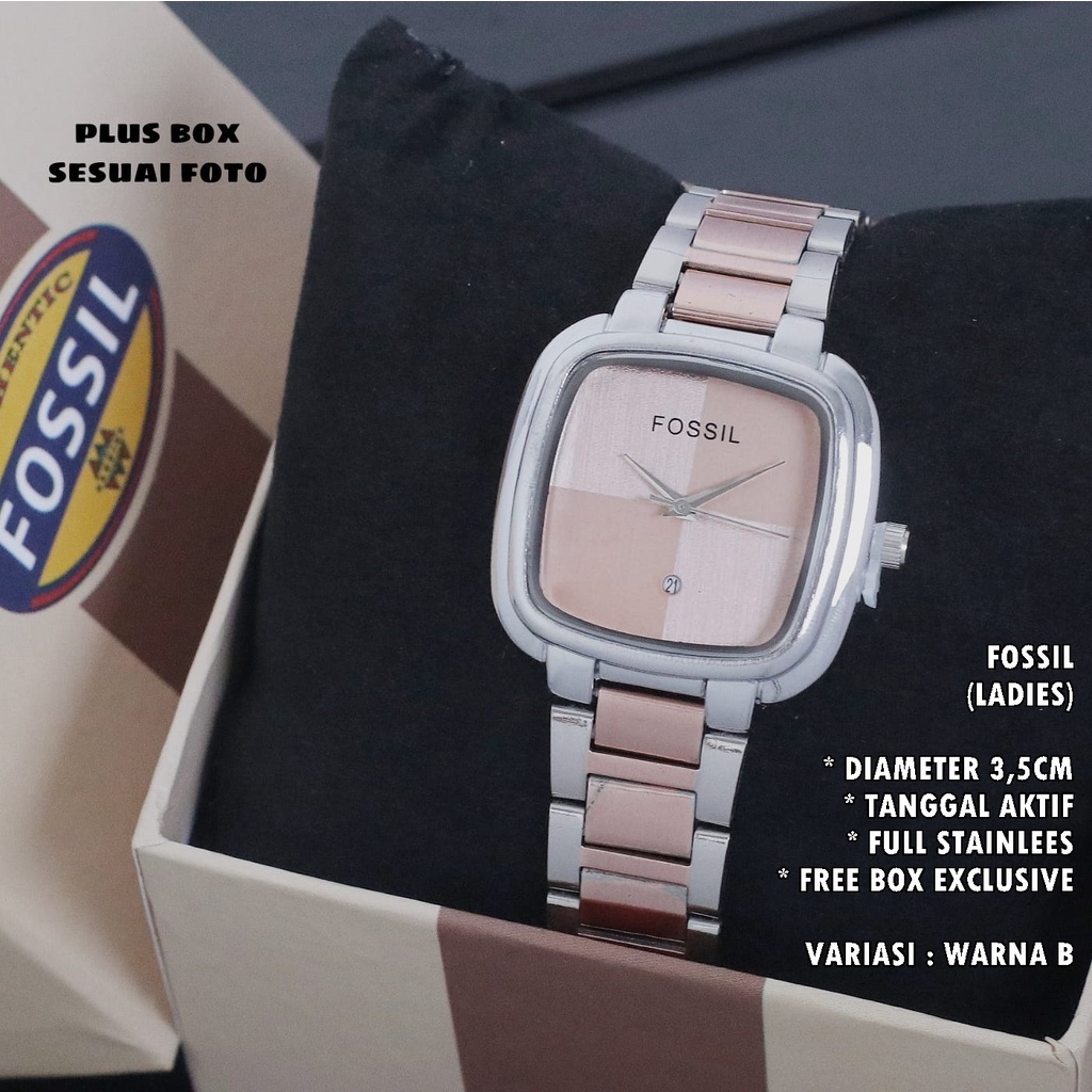 (FREE BOX) JAM TANGAN WANITA FASHION RANTAI BODY SEGI TANGGAL AKTIF