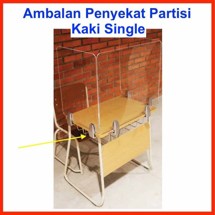 Bracket Ambalan Partisi Single / Sekat Penyekat Akrilik ANTI CORONA Penjepit Kayu Partition Penyangg