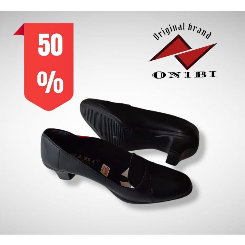 ONIBI Sepatu wanita Kantor onibi Motif polos hitam Terbaru