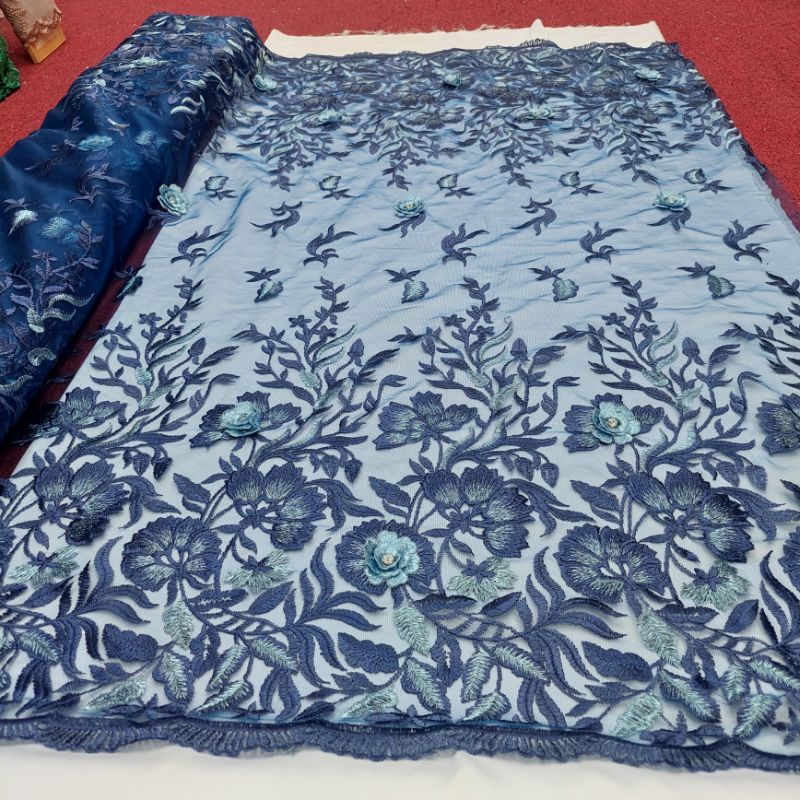 Kain Tile lace Bordir. motif bunga. brokat bordir jepang