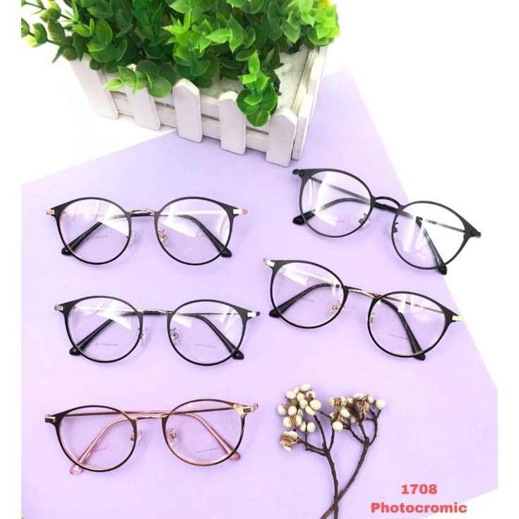 FRAME KACAMATA PHOTOCROMIC ( NORMAL ) | KACAMATA ANTI UV | KACAMATA FASHION 1708 NO MINUS / RADIASI