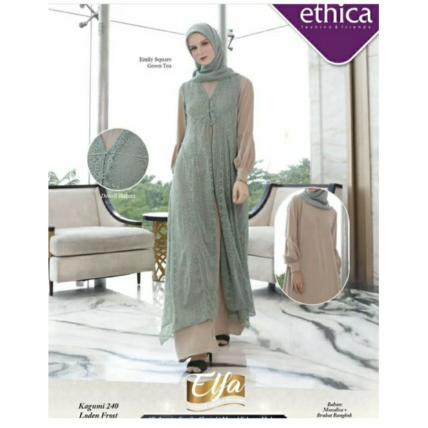 Gamis Muslim Ethica Kagumi 240 Loden Frost Baju Muslim Dress Terbaru Bisa COD bahan Premium