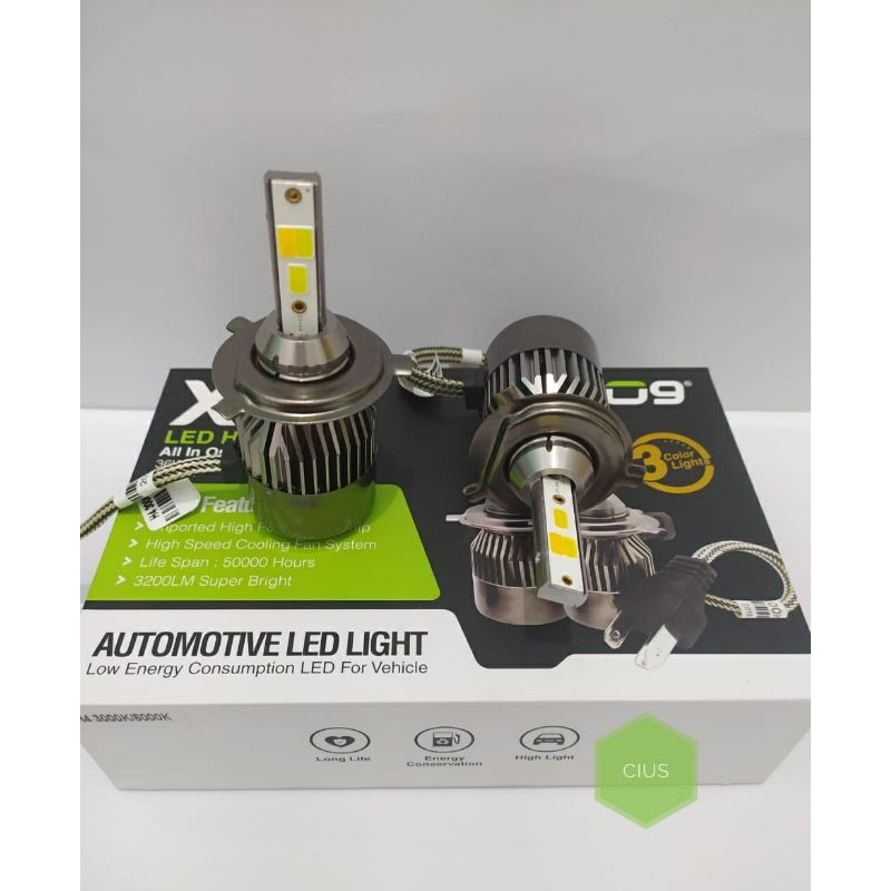 LAMPU LED H4 MOBIL X7 X9 X10 ECO9 3WARNA Hi LOW...