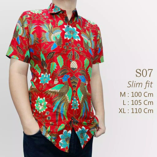 Odza Kemeja Batik Lengan Pendek Baju Sogan Hem Pria Slim Fit Batik Fashion Terkini Modern Swarit
