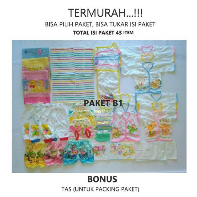 Paket perlengkapan bayi lahir B1 dan B2 baby newborn BONUS TAS