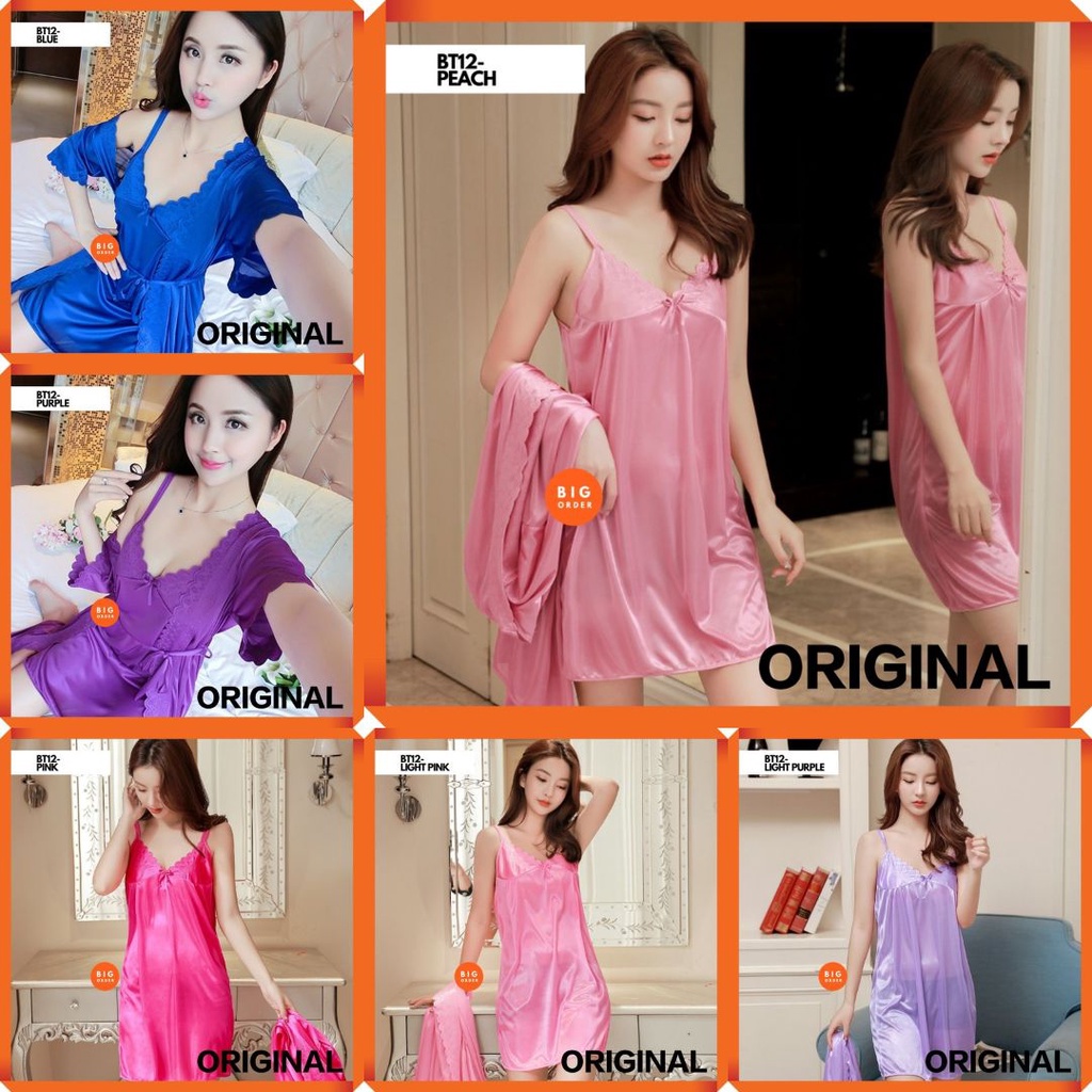 kimono wanita satin piyama kimono baju tidur kimono - BT12