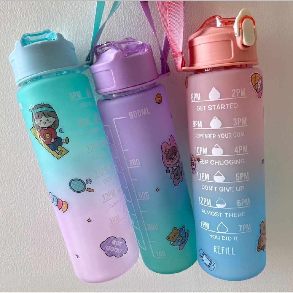 BOTOL MINUM GRADASI MOTIVASI FLIP 1 LITER FREE STICKER [SWEETSPACE]