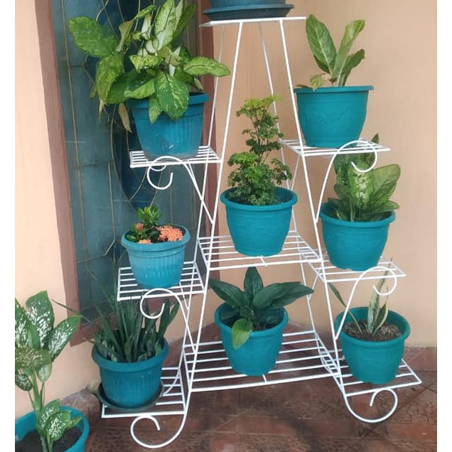 9 Susun/Rak Pot Minimalis / Rak Bunga Tanaman Hias Minimalis Bertingkat 9 Dudukan Pot Besi / Rak Min
