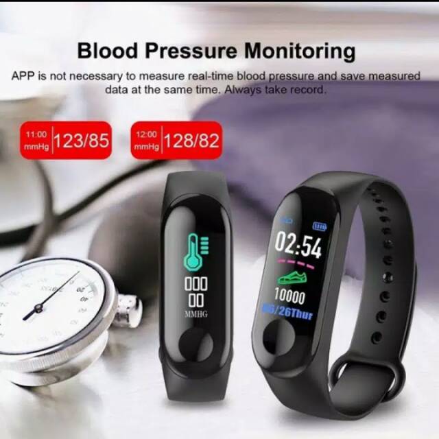 Jam digital anti air, mengukur tekanan darah, detak jantung, dll