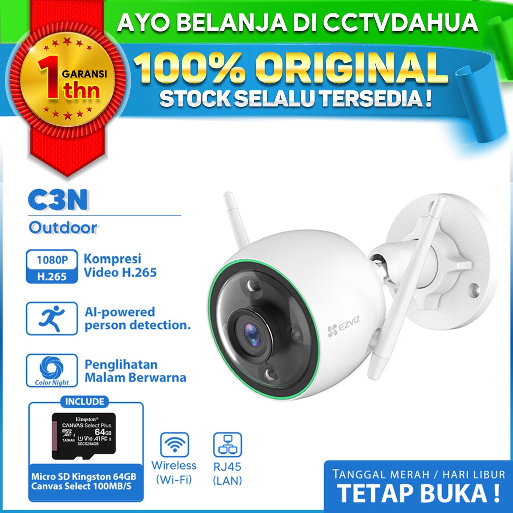 EZVIZ C3N CCTV FREE MICRO SD 64GB Wi-Fi/ C3N BERGARANSI RESMI