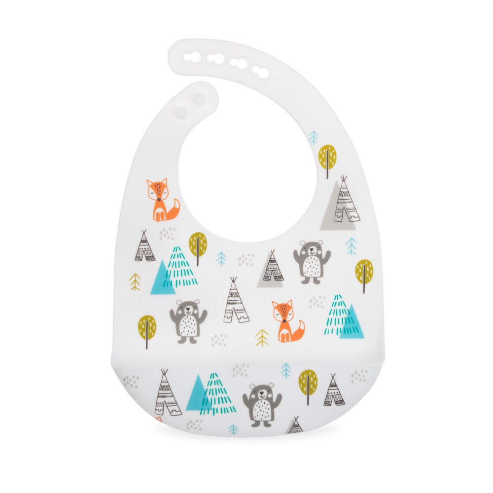 NUBY Silicone Bib Celemek Bayi White Bear