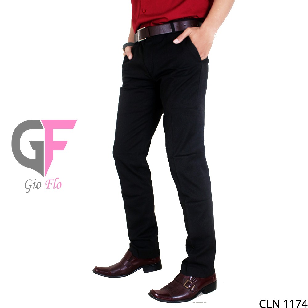 GIOFLO Celana Slim Fit Terbaru Formal Pria Black / CLN 1174