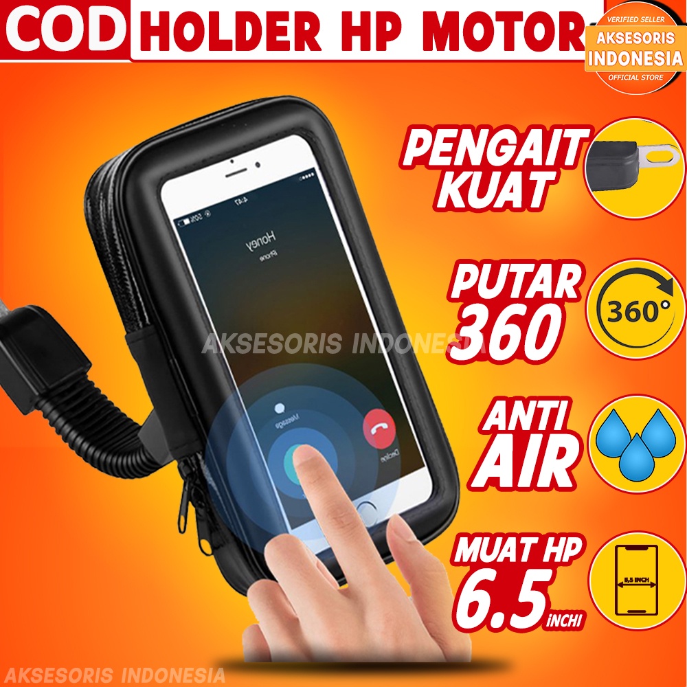 Phone Holder HP Motor Tempat Dudukan Breket Hp di Motor Tripod Stand Bracket Braket Hp Motor Waterpr