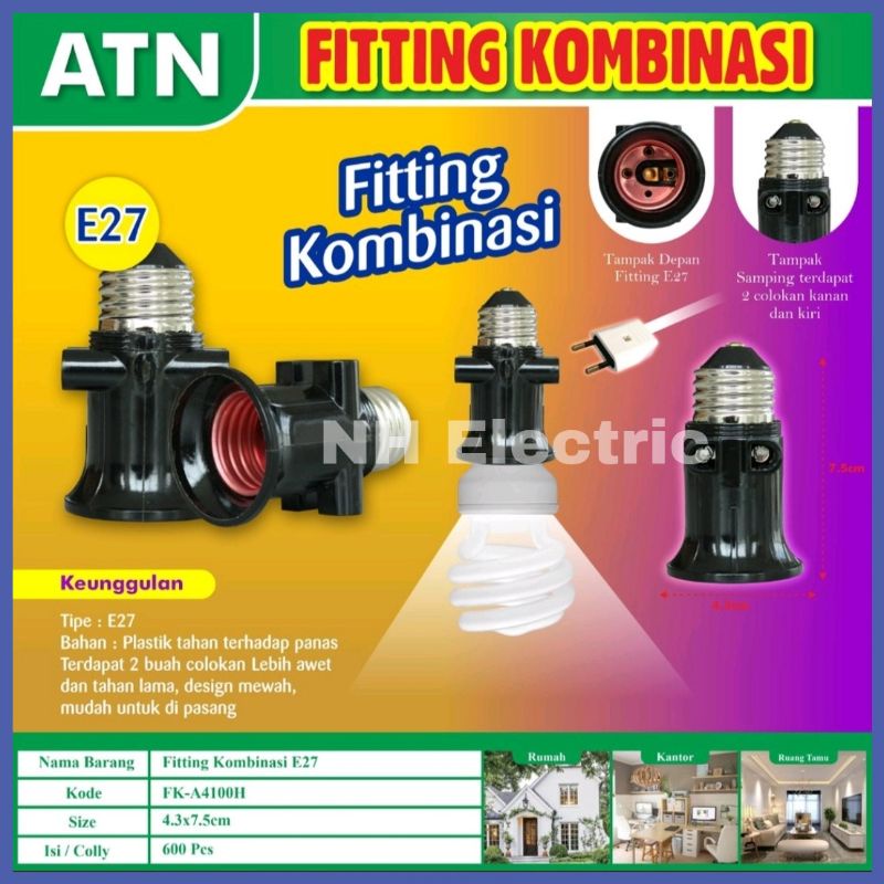 Fitting Lampu Kombinasi Atn - Fitting Kombinasi Atn - Fitting Kombinasi Hitam Atn