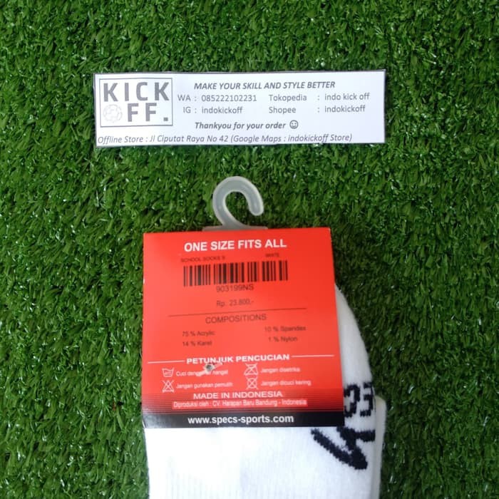 KAOS KAKI SEKOLAH/ KAOS KAKI OLAHRAGA SPECS SCHOOL SOCKS S - WHITE