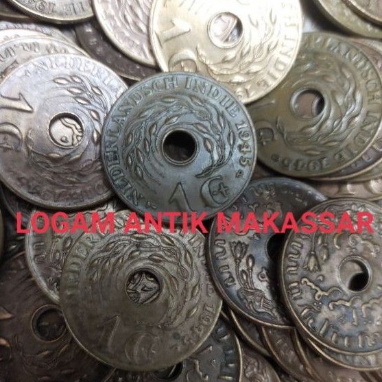 UANG KOIN / KOIN KUNO 1 CENT BOLONG TAHUN 1945