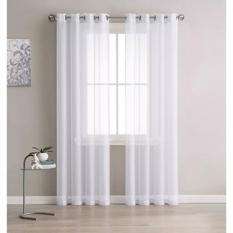 Gorden vitrase putih  polos lebar 100cm model smokring 12 ring