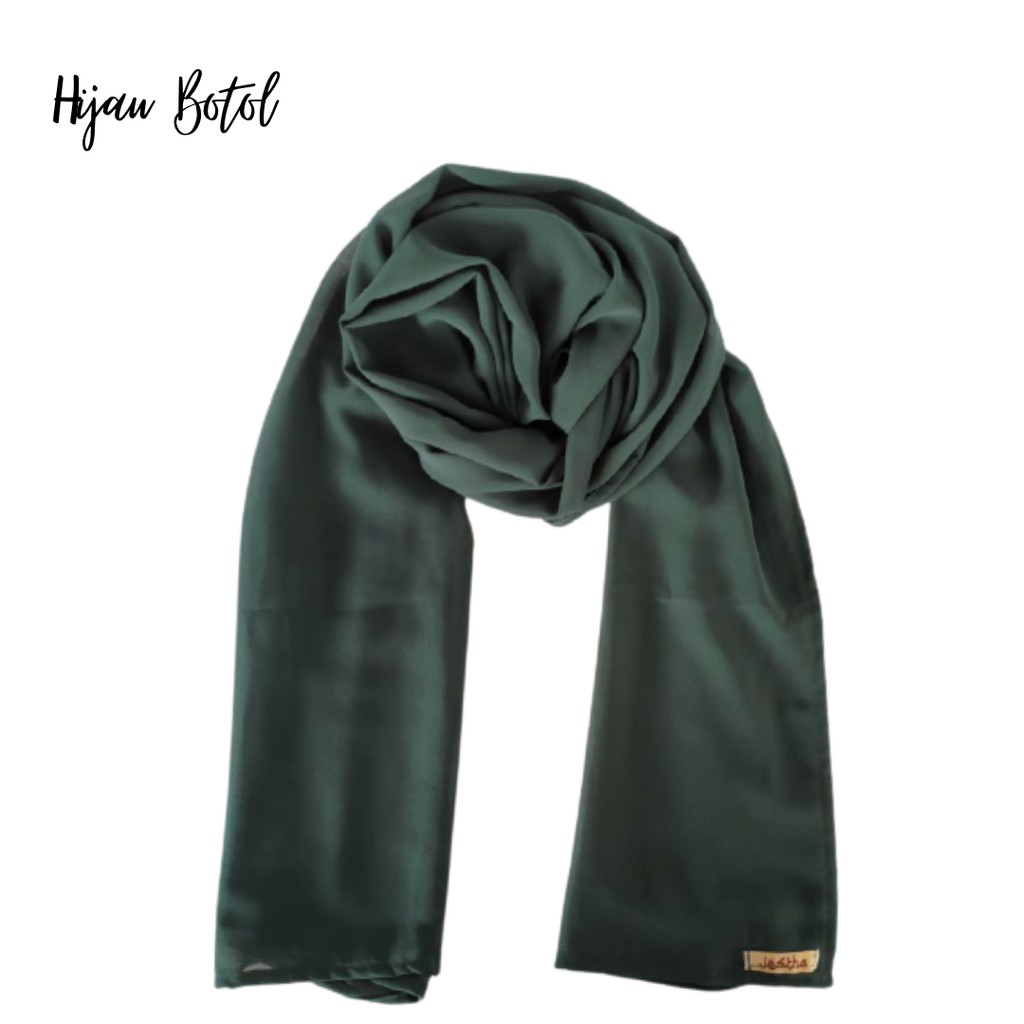 PASHMINA CERUTY PREMIUM 180x75 CM TEPI JAHIT RAPI HIJAB CERUTY PASMINA CERUTTY WARNA PART 1-HIJAU BOTOL
