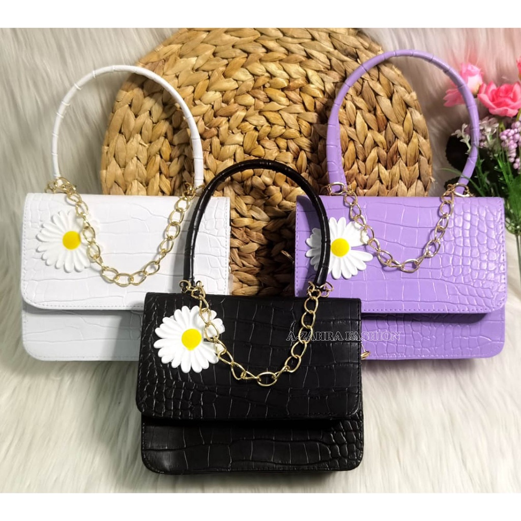 A-ZAHRA 102 SLING BAG BUNGA MINI CROCO / SLING BAG RANTAI BUNGA  / ANDIN BUNGA GAGANG