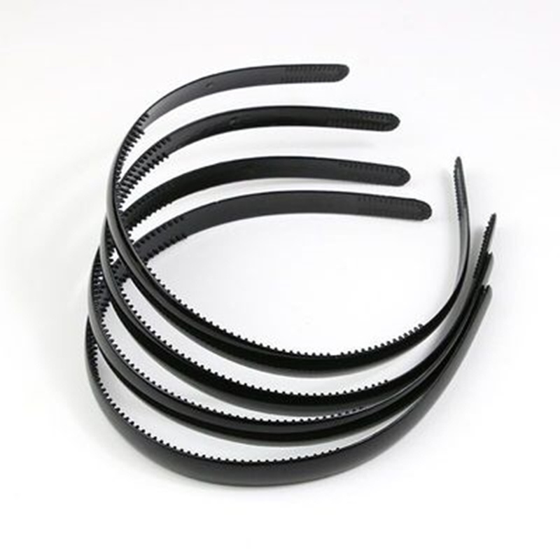 1PC Simple Bright Black Glossy Hair Band Black Glossy Plain Headband DIY and Craft Headband Multi-size Plastic Toothed Holder
