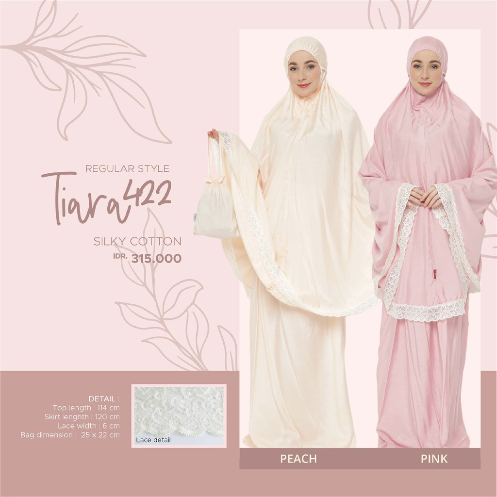 Mukena Rukuh Telekung Rayon Silky  Regular Size Tatuis Tiara 422 Pink Peach