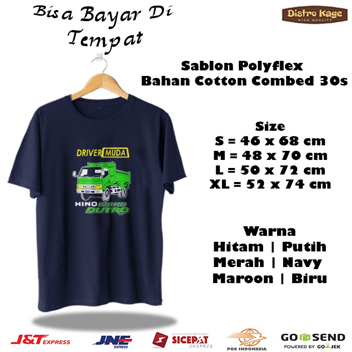 BAJU KAOS PRIA WANITA DISTRO GAMBAR MOBIL TRUK DRIVER MUDA HINO DUTRO TRUCK CIMIC CENTER MANIA CABE