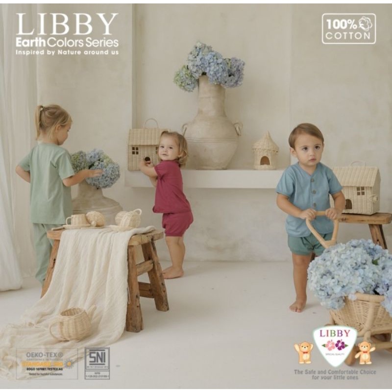 Libby Earth Colors Comfy Series Setelan Lengan Pendek Celana Pendek