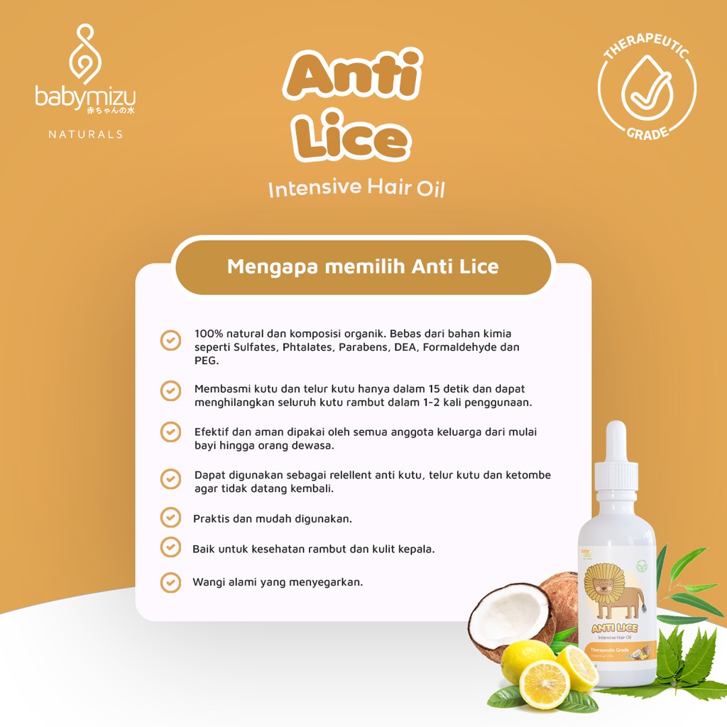 BABYMIZU Anti Lice - Serum Natural Pembasmi Kutu Rambut Anak dan Balita (60 ml)