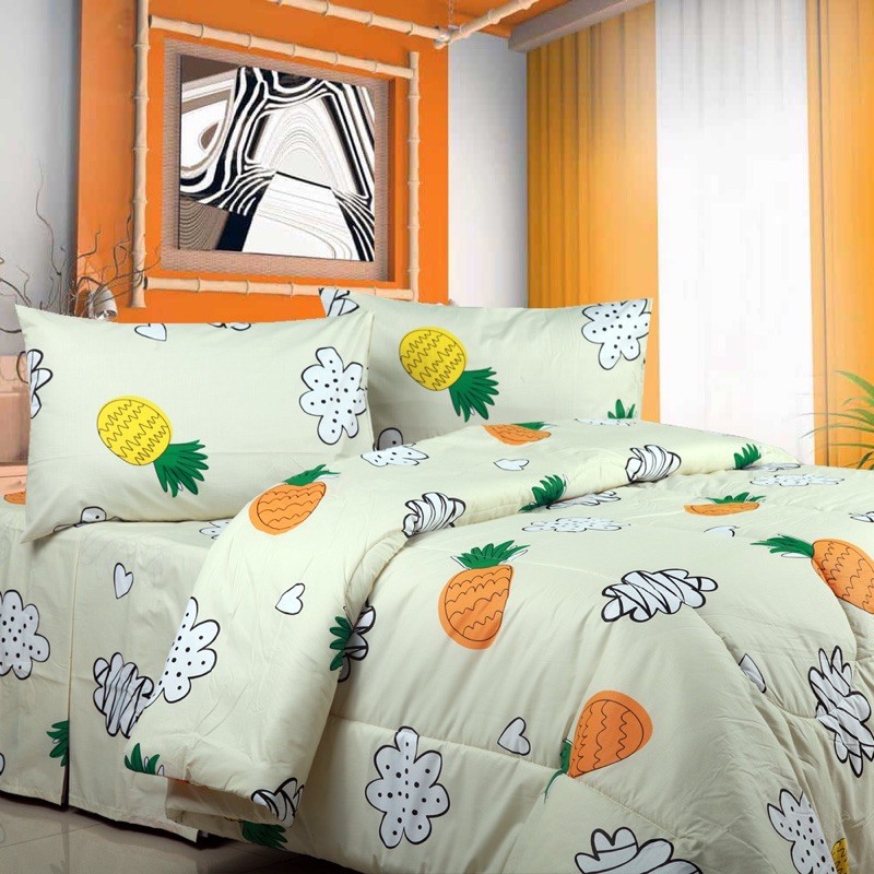 Sprei katun Lokal CVC Premium Omar Nanas Kuning Cantik