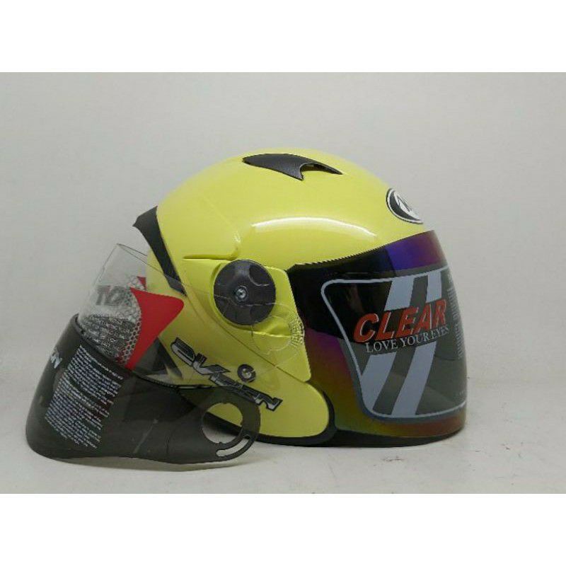 HELM KYT 2 VISION LIGHT YELOW PAKET GANTENG